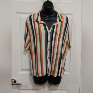 Double Zero Multicolor Striped Button Down Shirt